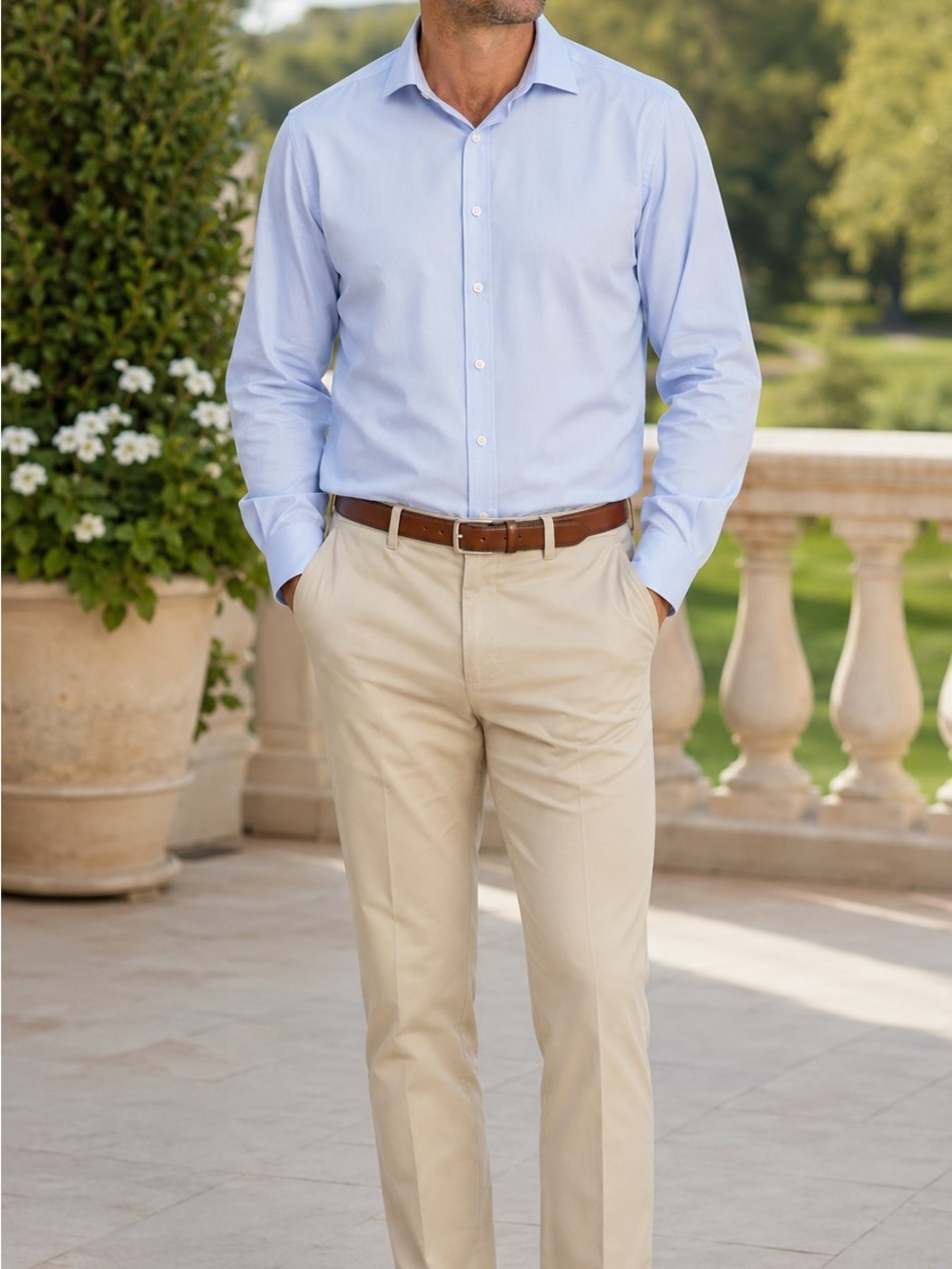 Lauren Ralph Lauren Blue Non-Iron Dress Shirt | Men's Button Front Long Sleeve